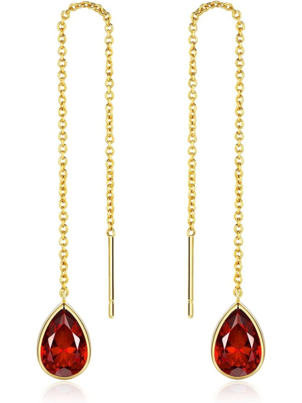 Minimalist 18K Gold Plated Threader Earrings - Emerald, Purple, Blue, Pink
